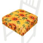 Galettes de chaise jaunes en éponge à motif fleurs lavable en machine 40x40 cm 
