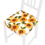 Galettes de chaise blanches en polyester à motif fleurs 40x40 cm 