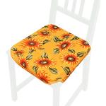 Galettes de chaise jaunes en polyester à motif fleurs 40x40 cm 