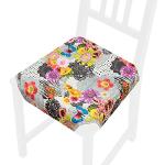 Galettes de chaise grises à fleurs à motif papillons lavable en machine 40x40 cm 