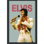 Empire Merchandising 538406 Miroir avec Cadre Plastique Effet Bois et Elvis Presley en Tenue Blanche 20 x 30 cm