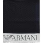 Écharpes jacquard de créateur Armani Emporio Armani bleues à logo en viscose à franges Tailles uniques look fashion pour femme 
