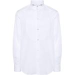 Chemises de créateur Armani Emporio Armani blanches en popeline à poignet mousquetaire à manches longues classiques pour homme 