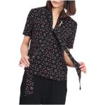 Blouses de créateur Armani Emporio Armani noires à fleurs en polyester à manches courtes à manches courtes Taille L pour femme 