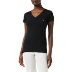T-shirts de créateur Armani Emporio Armani noirs en microfibre à clous à manches courtes à manches courtes à col en V Taille XS look fashion pour femme en promo 