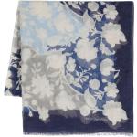 Foulards en soie de créateur Armani Emporio Armani bleus à fleurs en modal à franges Tailles uniques pour femme 