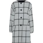 Manteaux en cachemire de créateur Armani Emporio Armani gris clair à carreaux en fibre synthétique à manches longues à col rond Taille L pour femme 