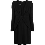 Robes de cocktail de créateur Armani Emporio Armani noires en viscose à manches longues à col en V Taille XL pour femme en promo 