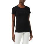 T-shirts de créateur Armani Emporio Armani noirs en microfibre à clous à manches courtes à manches courtes à col rond Taille S look fashion pour femme en promo 