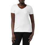 T-shirts de créateur Armani Emporio Armani blancs en microfibre à clous à manches courtes à manches courtes à col en V Taille L look fashion pour femme en promo 