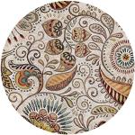 Tapis ronds beiges nude en coton à motif mandala diamètre 120 cm 