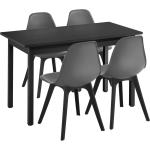 Tables de salle à manger design gris acier en acier en lot de 4 4 places modernes 