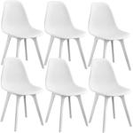 Chaises en plastique blanches en plastique en lot de 6 modernes 