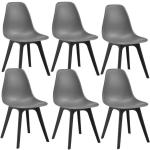 Chaises en plastique grises en plastique en lot de 6 modernes 