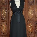 Robes en soie noires avec noeuds sans manches look vintage pour femme 
