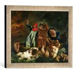 'Encadré Image de Eugène Delacroix "Dante (1265–1321) and Virgil (70–19 BC) in the Underworld Impression d'art dans le cadre de haute qualité Photos fait main, 40 x 30 cm, argent, 1822, Raya