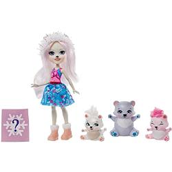 ENCHANTIMALS Coffret Famille avec Mini-poupée Pristina Ours Polaire, 3 Figurines animales et Accessoires Surprises, Jouet pour Enfant, GJX47