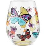 Verres à vin blanc Enesco multicolores à motif papillons 