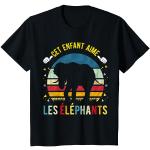 T-shirts noirs à motif éléphants enfant Taille 2 ans classiques 