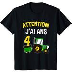 T-shirts à manches courtes noirs à motif tracteurs enfant classiques 