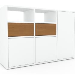 Enfilade - Blanc, design, buffet, avec porte Blanc et tiroir Chêne - 118 x 80 x 35 cm
