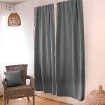 Rideaux de porte gris clair à effet froissé en polyester occultants 90x120 