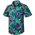 Chemises hawaiennes bleues à motif palmier respirantes à manches courtes Taille M look casual pour homme 
