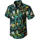 Chemises hawaiennes vertes en polyester à manches courtes Taille 3 XL classiques pour homme 