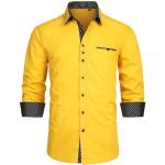Chemises unies jaunes à rayures à manches longues Taille XL look casual pour homme 