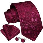 Cravates de mariage rouge bordeaux à fleurs en microfibre Tailles uniques look fashion pour homme 