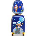 Valises Helloshop26 bleues en plastique à 4 roues en lot de 2 pour enfant 
