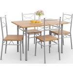 Ensemble 5 pièces Paul hêtre 1 Table 4 chaises métal laqué Cuisine Ensemble Table et chaises pour Salle à Manger Design élégant