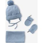 Bonnets en polaire Vertbaudet bleus à pompons Taille 6 mois pour garçon de la boutique en ligne Vertbaudet.fr 