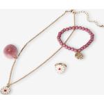 Bracelets de perles Vertbaudet mauves en métal à perles à motif fleurs pour fille en promo 