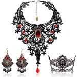 Colliers de demoiselle d'honneur noirs en dentelle fantaisie look gothique pour femme 