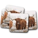 Ensemble de 4 – Highland Cow Dessous de Verre – bétail Écosse Hairy Fluffy Bull Fun Cadeau # 14591