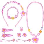 Colliers roses en plastique à perles à motif papillons fantaisie look fashion pour fille 
