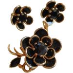Boucles d'oreilles à clip noires en métal à motif fleurs look vintage pour femme 