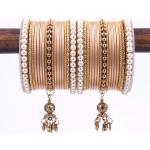 Bracelets en jonc de mariée dorés en métal à perles style ethnique 