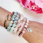 Bracelets de perles vert menthe en cristal à perles fait main look fashion 