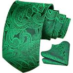 Cravates de mariage vert émeraude à motif paisley en microfibre Tailles uniques classiques pour homme 