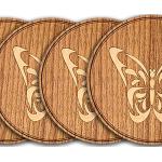 Tables basses marron en érable à motif papillons en lot de 4 