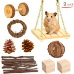 Lot de 5 jouets pour hamster en bois,Cachette pour  maison,Bricolage,Balançoire et jouet d'entraînement,Cage,aire de jeu pour  souris de course, rat et hamster nain : : Animalerie