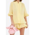 Pyjamas jaune pastel à volants Taille XS pour femme 