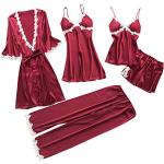 Pyjamas combinaisons pour la Saint-Valentin rouges à fleurs en satin Taille L plus size look sexy pour femme 