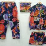 Pyjamas saison été à fleurs en coton à motif USA Taille L pour femme 