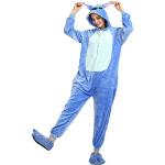 Pyjamas combinaisons pour fêtes de Noël bleus en flanelle à motif licornes Taille S look fashion pour femme 
