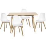 Ensemble de Salle à Manger - JEOBEST - Table chêne et 4 chaises blanches - Style Scandinave Moderne - 4 places