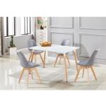 Ensemble de salle à manger moderne Rico - Style Scandinave - Table/4 chaises - Blanc