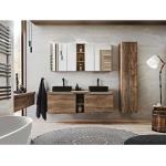 Ensemble de salle de bain Bobochic Ensemble de salle de bain 140 cm zina avec colonne et meuble pharmacie chêne et noir - Chêne et noir